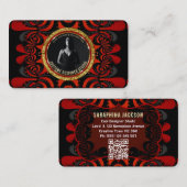 Red Black + Gold Funky Gothic Creative Visitekaartje (Voorkant / Achterkant)