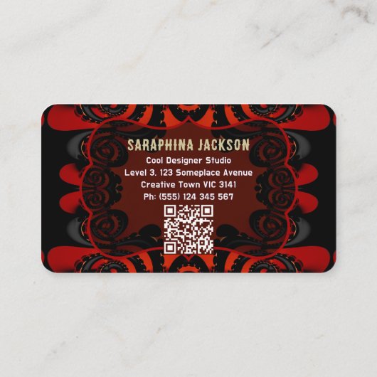 Red Black + Gold Funky Gothic Creative Visitekaartje (Achterkant)