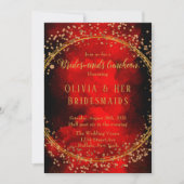 Red Black Gold Geometric Glitter Bridesmaids Lunch Kaart (Voorkant)