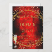 Red Black Gold Geometric Glitter Brunch & Bubble Kaart (Voorkant)