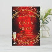 Red Black Gold Geometric Glitter Brunch & Bubble Kaart (Staand voorkant)