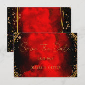 Red Black Gold Geometric Weddenschap bespaart de d Save The Date (Voorkant / Achterkant)
