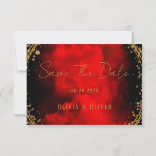 Red Black Gold Geometric Weddenschap bespaart de d Save The Date