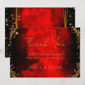 Red Black Gold Geometric Weddenschap Hartelijk dan Bedankkaart (Voorkant / Achterkant)