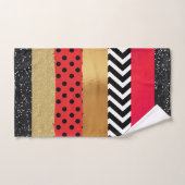 Red Black Gold Glitter Brush Stroke Monogramed Bad Handdoek (Handdoek)