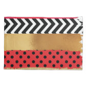 Red Black Gold Glitter Brush Stroke Monogramed Kussensloop (Achterkant)