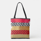 Red Black Gold Glitter Brush Stroke Monogramed Tote Bag (Achterkant)