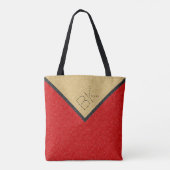 Red Black Gold Glitter Chic Monogram op maat Tote Bag (Achterkant)