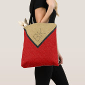 Red Black Gold Glitter Chic Monogram op maat Tote Bag (Dichtbij)