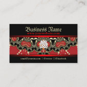 Red+Black Gold Gothic Decor met Logo Visitekaartje (Achterkant)