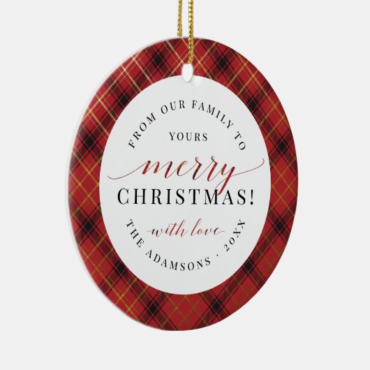 Red Black & Gold Kerstmis Pset | Vrolijk kerstfees Keramisch Ornament (Rechts)