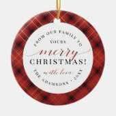 Red Black & Gold Kerstmis Pset | Vrolijk kerstfees Keramisch Ornament (Voorkant)