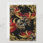 Red Black Gold Magical Night Masquerade Party Kaart (Achterkant)
