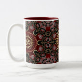 Red Black Gold OM Courage Energy Mandala Tweekleurige Koffiemok (Links)