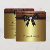 Red Black Gold Party Kaart (Voorkant / Achterkant)