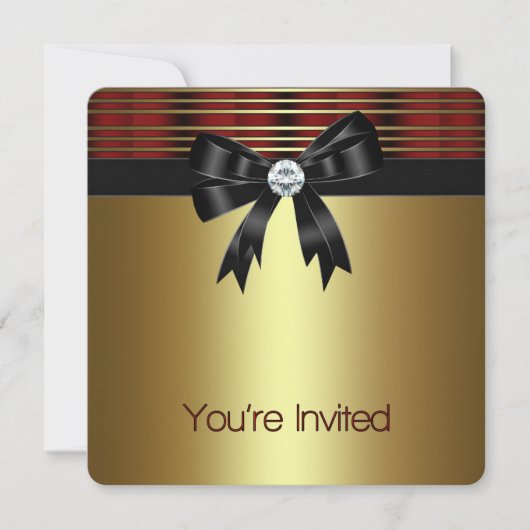 Red Black Gold Party Kaart (Voorkant)