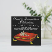 Red Black Gold Quinceanera Kaart (Staand voorkant)