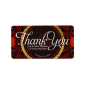 Red Black Gold ThankYou + Address Custom Text Etiket (Voorkant)