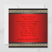 Red Black Gold Womans Birthday Party Invitations Kaart (Achterkant)