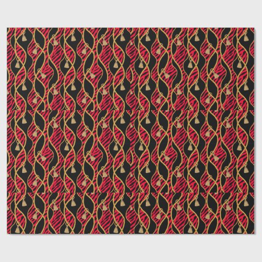 Red, Black & Gold Wrapping Paper Cadeaupapier (Vlak)