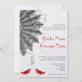 Red Black Great Gatsby Feather Fan Wedding Kaart (Voorkant)