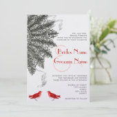 Red Black Great Gatsby Feather Fan Wedding Kaart (Staand voorkant)