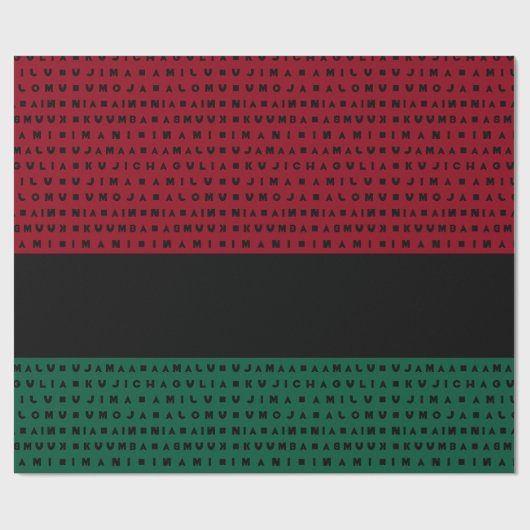 RED BLACK GREEN 7 DAYS OF KWANZAA CADEAUPAPIER (Vlak)