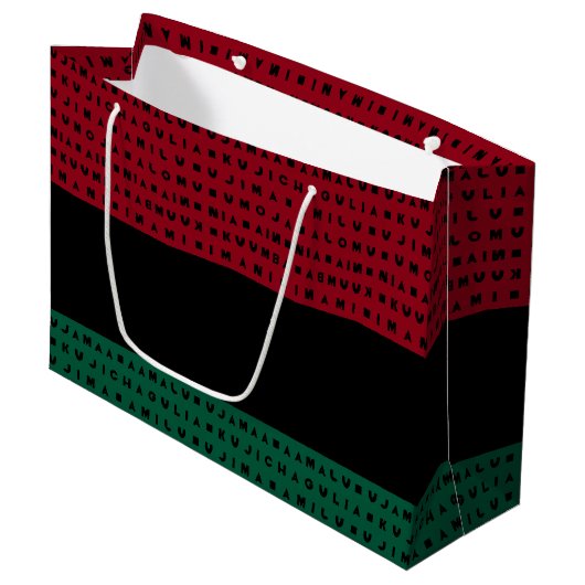 RED BLACK GREEN 7 DAYS OF KWANZAA GROOT CADEAUZAKJE (Voorkant Gekanteld)