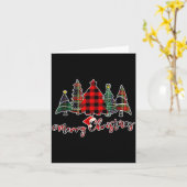 Red Black Green Buffalo Plaid Merry Christmas Tree Kaart (Gele Bloem)