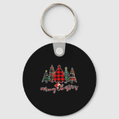 Red Black Green Buffalo Plaid Merry Christmas Tree Sleutelhanger (Voorkant)