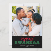 Red Black Green Happiest Kwanzaa Stripe Photo Feestdagenkaart (Voorkant)