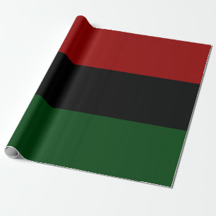 Red Black Green Happy Kwanzaa Pan African strips Cadeaupapier