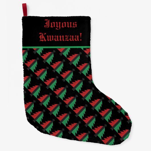 Red Black Green Kerstmis Pattern Kwanzaa Lar Grote Kerstsok (Voorkant)