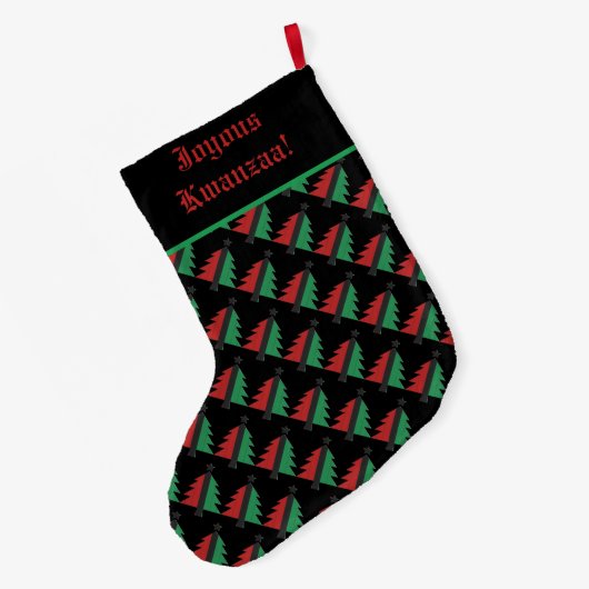 Red Black Green Kerstmis Pattern Kwanzaa Lar Grote Kerstsok (Achterkant (Hangend))