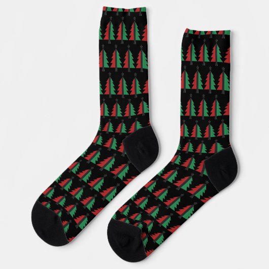Red Black Green Kerstmis Pattern Kwanzaa Sokken (Links)
