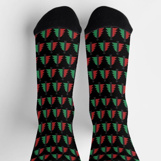 Red Black Green Kerstmis Pattern Kwanzaa Sokken (Top)