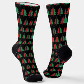 Red Black Green Kerstmis Pattern Kwanzaa Sokken (Gebogen)