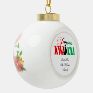 Red Black Green Kinara Striped Joyous Kwanzaa Keramische Bal Ornament