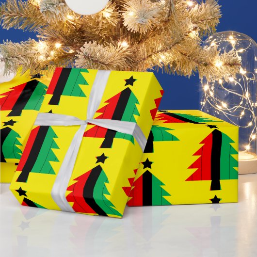 Red Black Green Kwanzaa kerstboom Geel Cadeaupapier (Feestdagen)