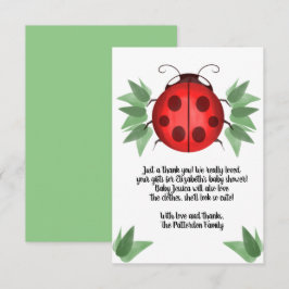 Red Black Green Ladybug Waterverf Baby shower Bedankkaart