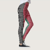Red Black Green Maze African Mud Cloth Leggings (Rechts)
