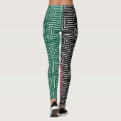Red Black Green Maze African Mud Cloth Leggings (Achterkant)