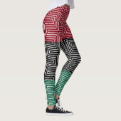 Red Black Green Maze African Mud Cloth Leggings (Rechts)