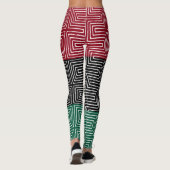Red Black Green Maze African Mud Cloth Leggings (Achterkant)
