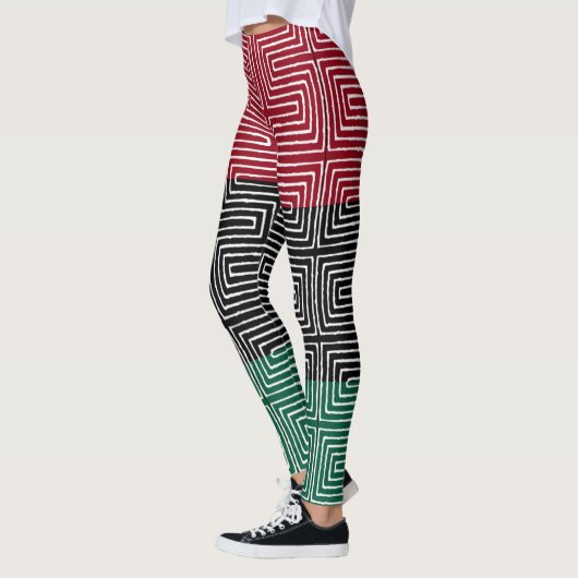 Red Black Green Maze African Mud Cloth Leggings (Links)