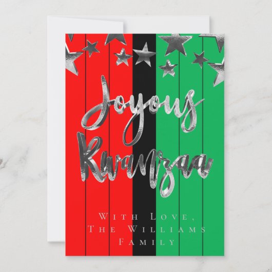 Red Black Green Pattern Script Joyous Kwanzaa Kaar Kaart (Voorkant)