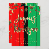 Red Black Green Pattern Script Joyous Kwanzaa Kaar Kaart (Voorkant / Achterkant)
