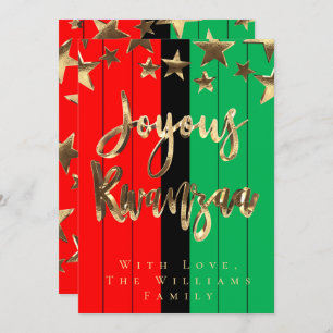 Red Black Green Pattern Script Joyous Kwanzaa Kaar Kaart