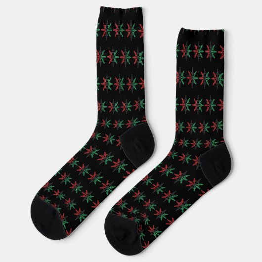 Red Black Green Snowflake Pattern Kwanzaa Sokken (Links)