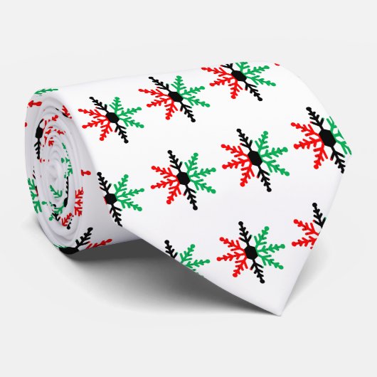 Red Black Green Snowflake Pattern Kwanzaa Stropdas (Opgerold)